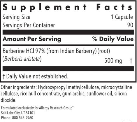 ALLERGY RESEARCH GROUP BERBERINE 500 90 CAPSULES