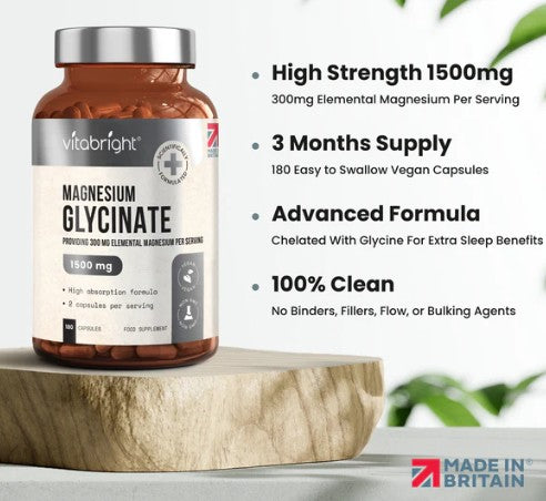 Vitabright Magnesium Glycinate Tablets in Vegan Capsules
