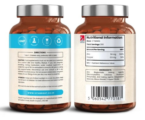 Vitabright Zinc Bisglycinate Tablets with Copper