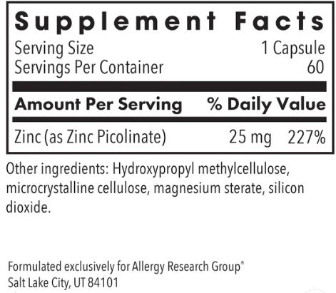 Zinc Picolinate 25mg x 60 Capsules - Health Emporium
