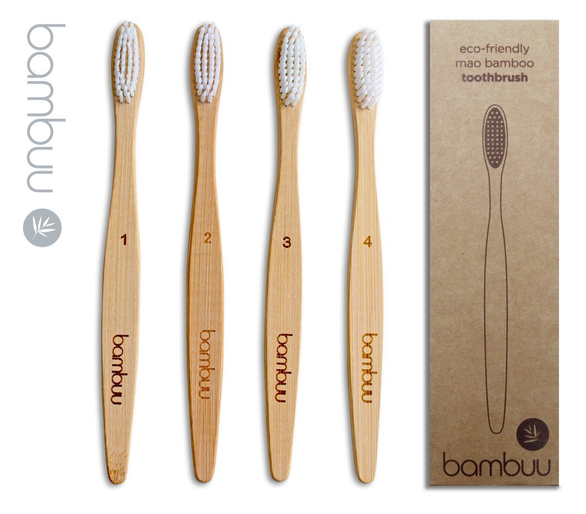 Natural Vegan, Medium Bristle Bamboo Toothbrush Set - Health Emporium