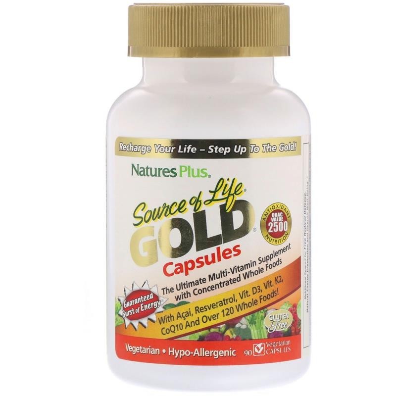 SOURCE OF LIFE GOLD MULTIVITAMINS, 90 CAPS, NATURES PLUS