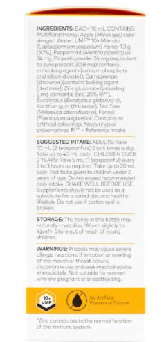 Immune Support Manuka Honey & Propolis Elixir 200ml