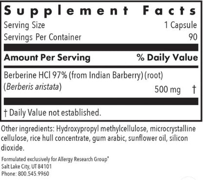 ALLERGY RESEARCH GROUP BERBERINE 500 90 CAPSULES