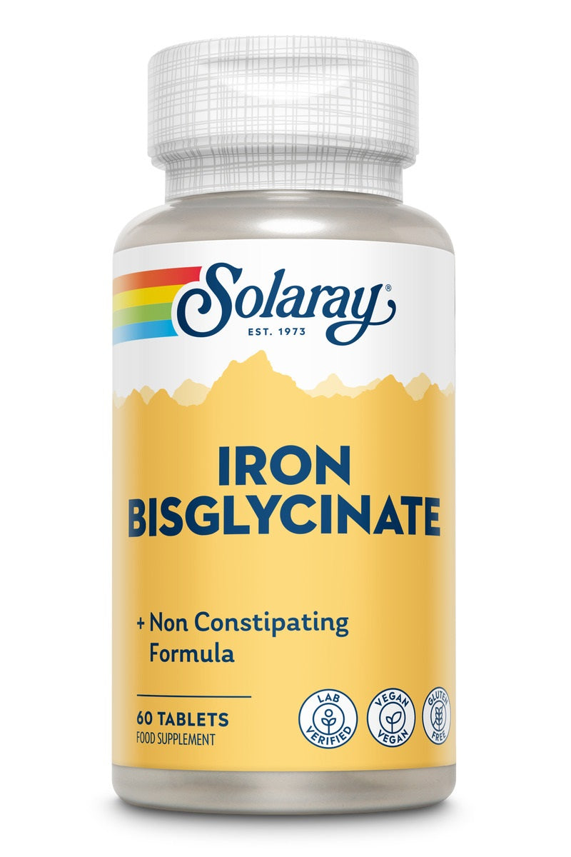 Glicinato de ferro Solaray, 60 comprimidos