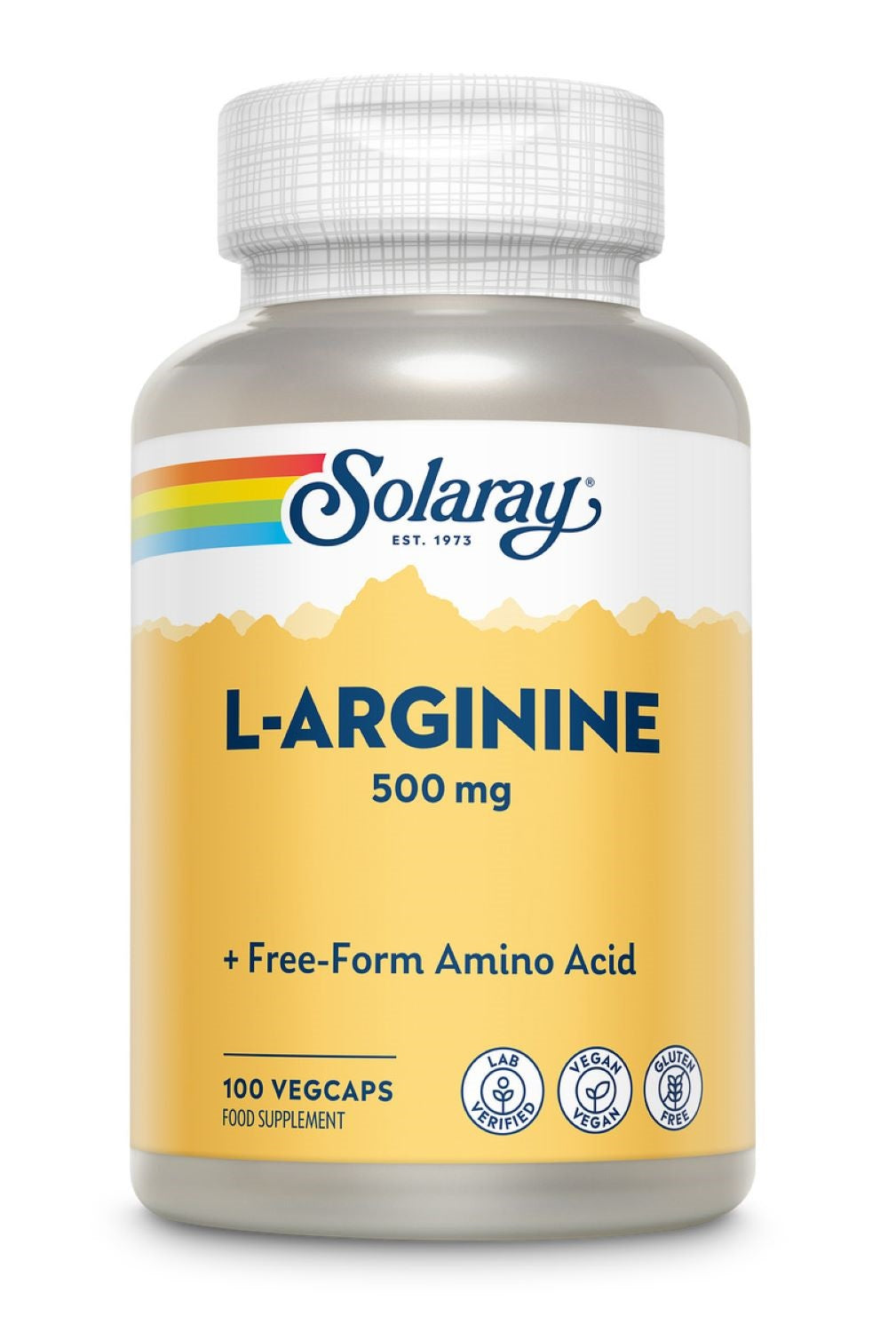 Solaray l-arginine 500 מ"ג, 100 כמוסות