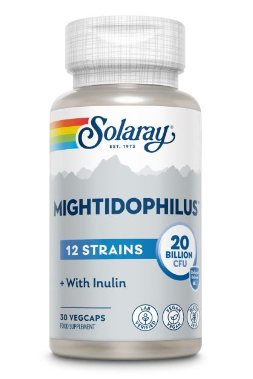 Solaray mightidophilus 12 fórmula de cepa 20 mil millones de ufc - 30 vegicaps