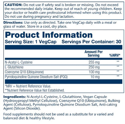 Pqq coq10 glutation nac 30 capsule vegetale