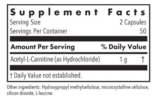 ARG Acetyl-L-Carnitine 500mg x 100 Capsules