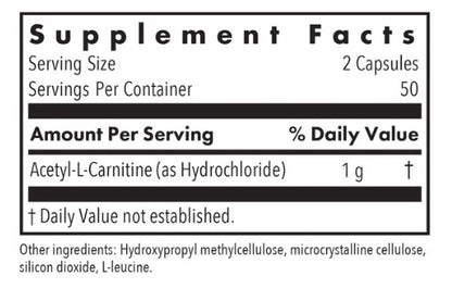 ARG Acetyl-L-Carnitine 500mg x 100 Capsules