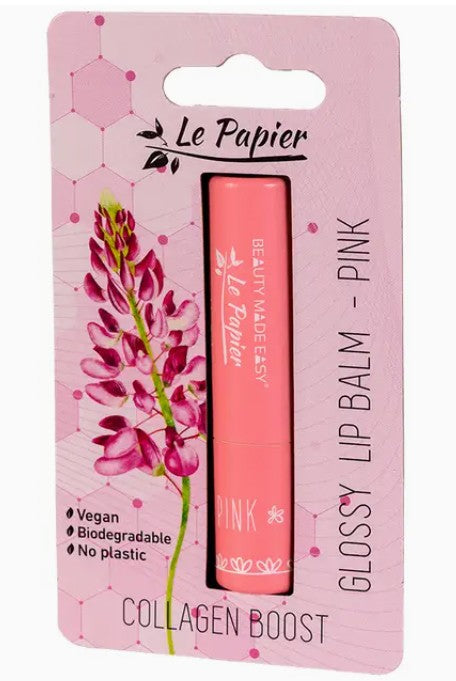 Beauty Mde Easy Glossy Lip Balm with Plant-Based Collagen - Pink