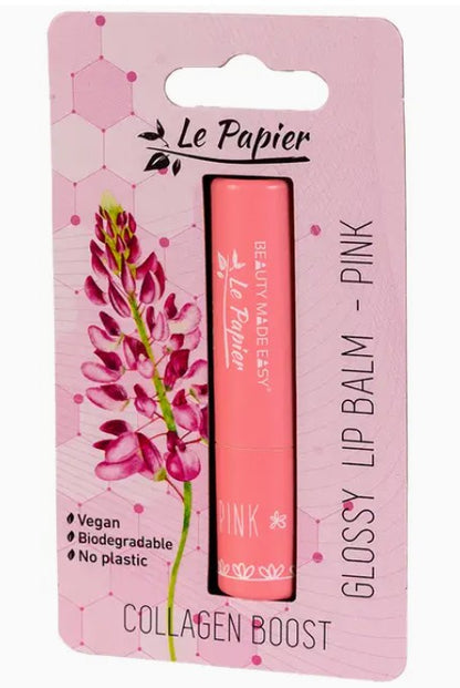 Beauty Mde Easy Glossy Lip Balm with Plant-Based Collagen - Pink