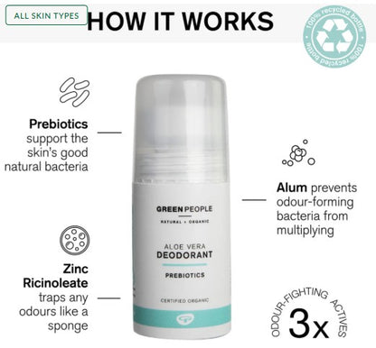 Green People Aloe Vera and Prebiotic Deodorant 75ml - Health Emporium