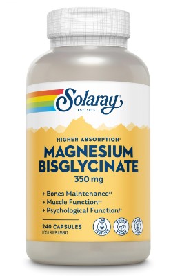 Magnezijev glicinat z visoko absorpcijo Solaray, 350 mg, 240 rastlinskih kapsul