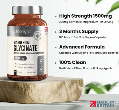 Vitabright Magnesium Glycinate Tablets in Vegan Capsules