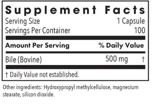 Ox Bile Gallbladder Salts 500mg x 100 Capsules - Health Emporium