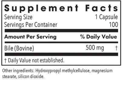 Ox Bile Gallbladder Salts 500mg x 100 Capsules - Health Emporium