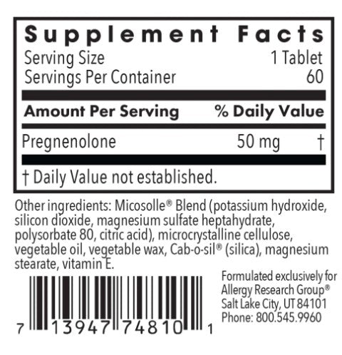 Allergy research Pregnenolone 50mg 60 Tabs