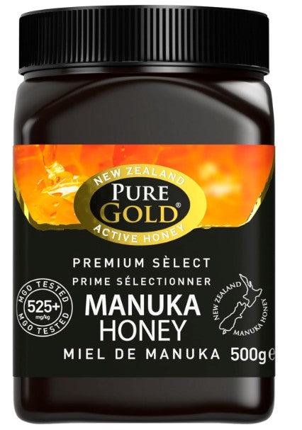 New Zealand Pure Gold Premium Select Manuka Honey 525+ Mgo 500g