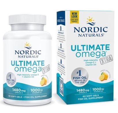Nordic Naturals Ultimate Omega Xtra 1480 mg avec vitamine D3 60 gélules (citron)