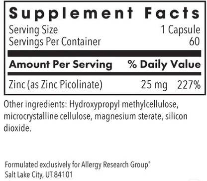 Zinc Picolinate 25mg x 60 Capsules - Health Emporium