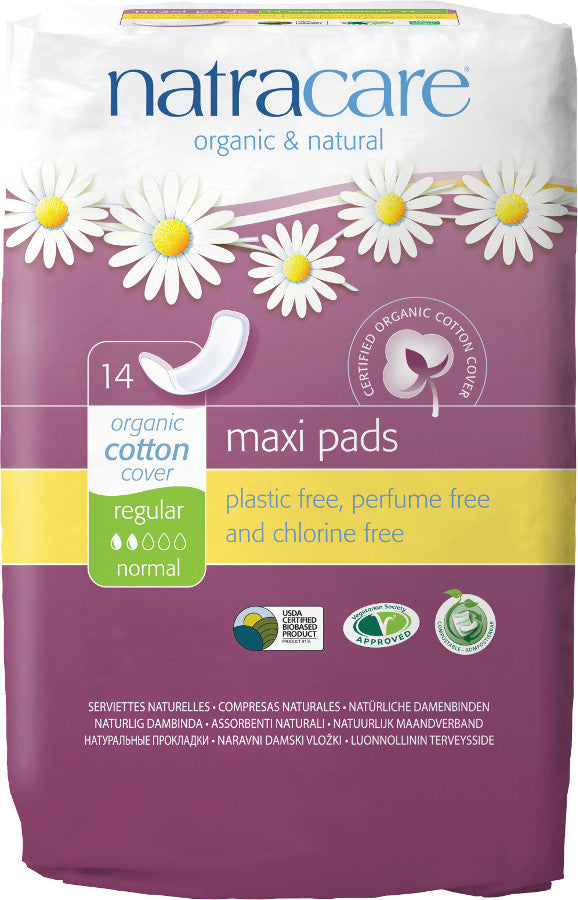 Maxi absorventes de algodão orgânico Natracare - regulares - 14 - empório de saúde