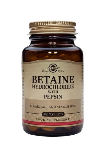Betaine Hydrochloride with Pepsin 100 Tablets - Health Emporium