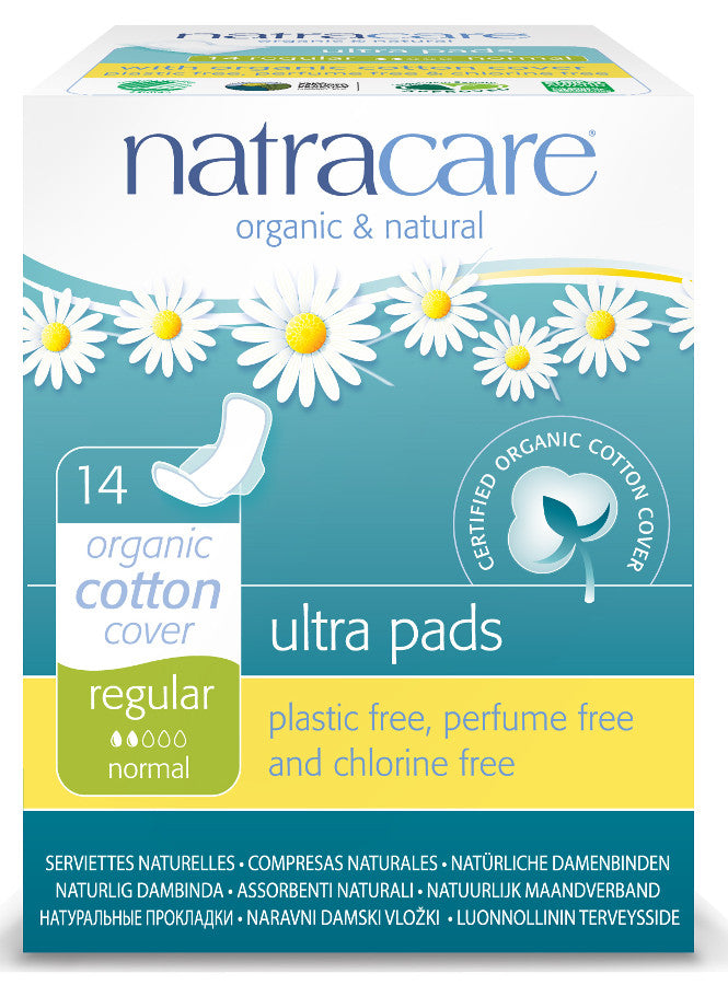 Natracare Organic Cotton Ultra Pads - Regular com Asas - 14 - Health Emporium