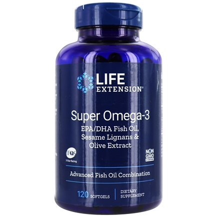 Super Omega-3 EPA/DHA Fish Oil, Sesame Lignans &amp; Olive Extract
