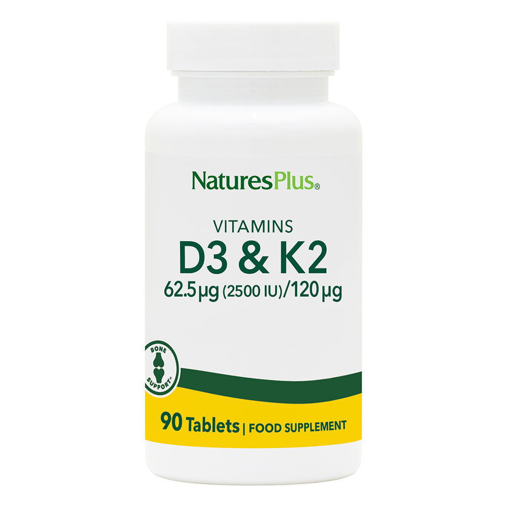 NaturesPlus Vitamins D3 &amp; K2 90 Caps 2500iu