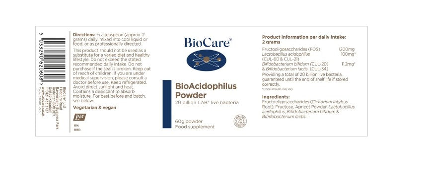 Poudre d'acidophilus (probiotique) 60g - magasin de santé