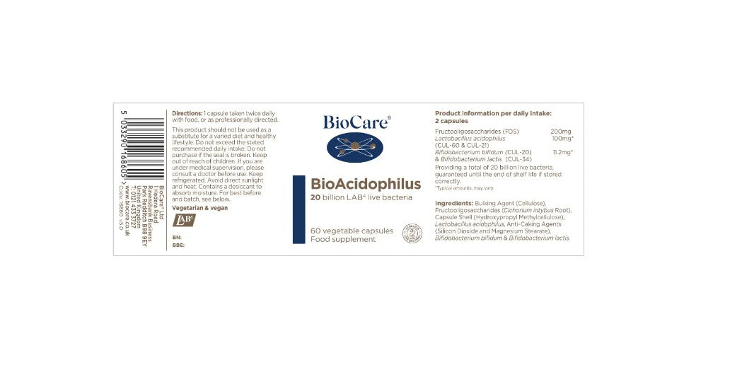 बायोएसिडोफिलस (प्रोबायोटिक) 60 कैप्स - स्वास्थ्य एम्पोरियम