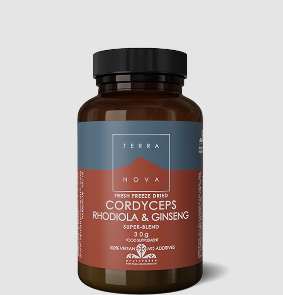 Terranova Cordyceps, Rhodiola și Ginseng Super-Blend Pudră 30g - Health Emporium