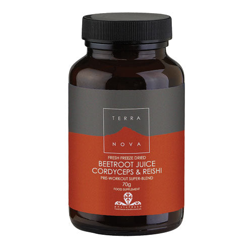 Terranova Rote-Bete-Saft, Cordyceps und Reishi Super-Blend-Pulver, 70 g (frisch gefriergetrocknet)