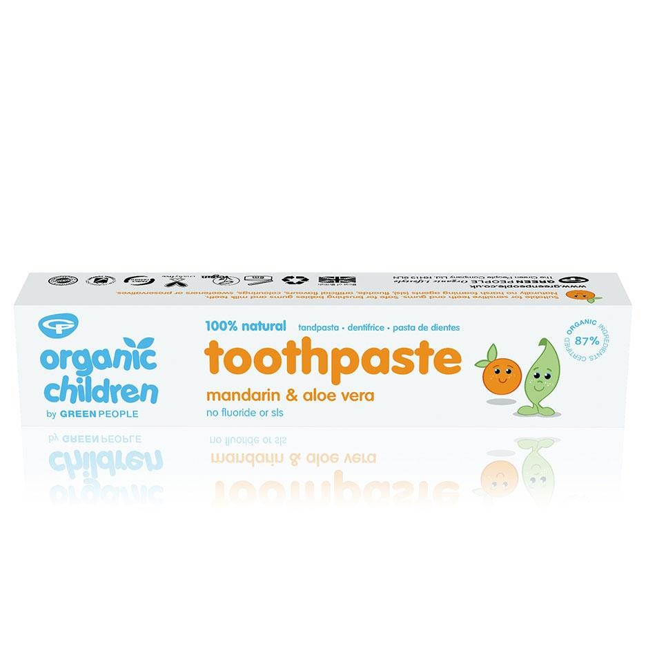 Pasta de dente mandarim para crianças pessoas verdes